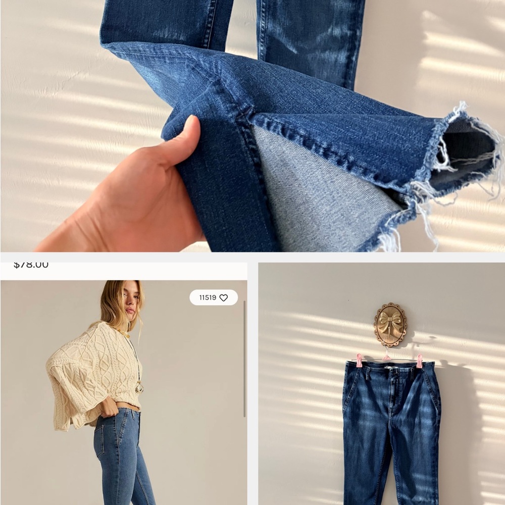 We The Free Distressed Blue Flare Jeans